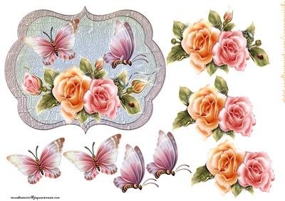 Scallop Roses and Butterflies
