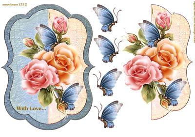 Scallop Roses and Butterflies Card