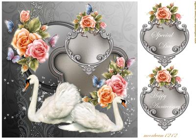 Swan and Roses
