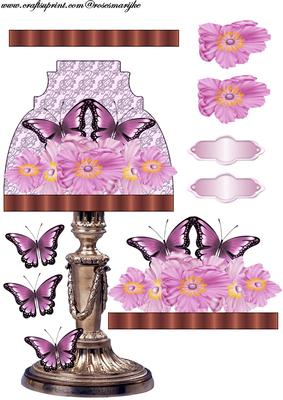 Lamp Card Blossoms and Butterflies