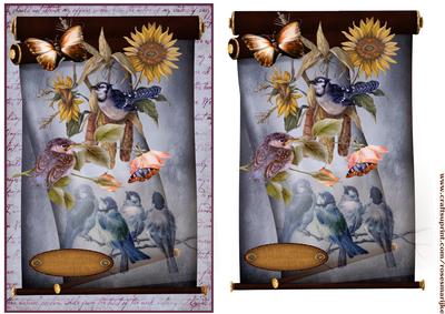Scroll Vintage Bird Song