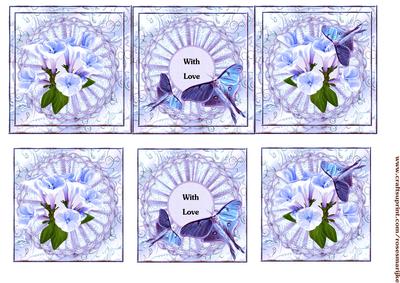 Large Dl Card Flowers in Bleu
