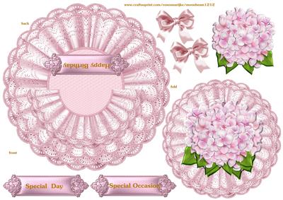 Wobble Card Lace and Hydrangeas in Pink