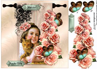 Vintage Girl Scroll Collage