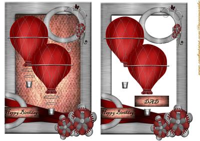Steampunk Hot Air Balloon Male Card