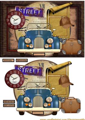 Vintage Car Male Card