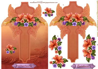 Sympathy Butterflie Cross and Petunias