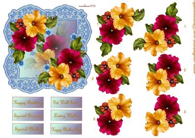 Petunia's on Lace Frame 2