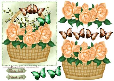 Basket Roses and Butterflies