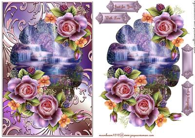 Waterfall & Englishs Roses