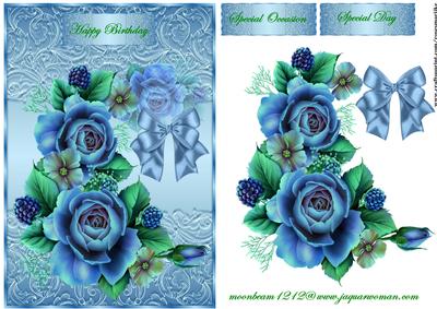 Bleu Roses on French Lace
