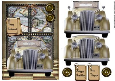 Vintage Car Male Card Topper