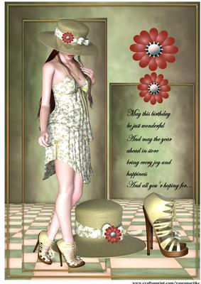 A4 Topper Vintage Girl Happy Birthday