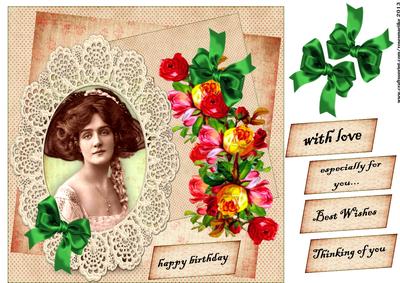 Vintage Lady and Flowers