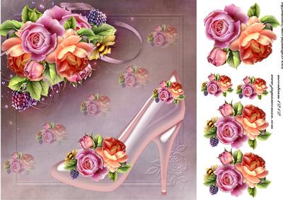 Cinderella Shoes English Roses Peache and Purple