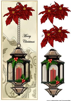 Large Dl Christmas Candle and Poinsettia's