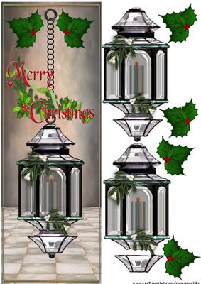 Large Dl Card Lantern Merry Christmas