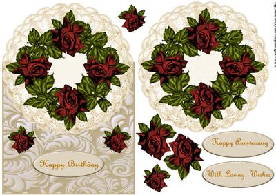 Over the Top Cream Lace and Red Roses