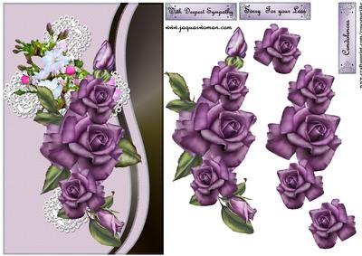 Sympathy Heritage Purple Roses and Lace Cross