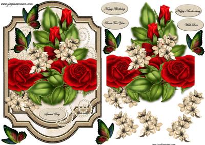 Panel Red Roses and Pearls