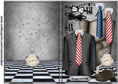 Cut and Fold Male Card Men's Clothes