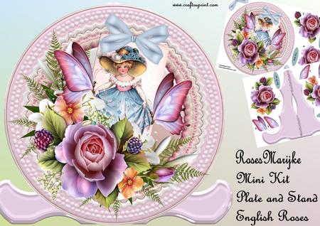Mini Kit Plate and Stand English Roses