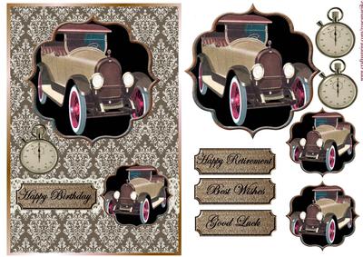 Male Card Vintage Car