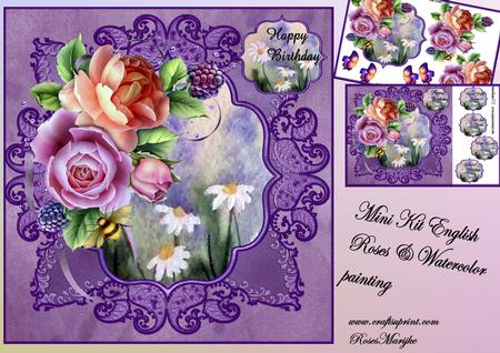 Mini Kit English Roses & Watercolor Painting