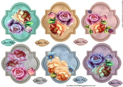 6 Toppers English Roses Just a Note - 