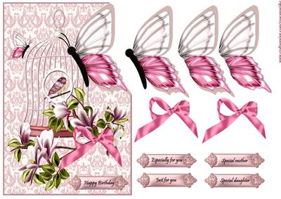 Corner Card Pink Butterflie