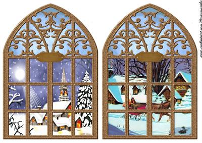Church Windows Vintage Christmas Backgrounds