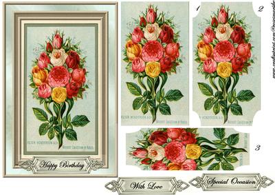 Vintage Bouquet Roses Pyramids