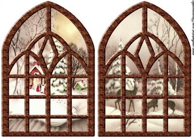 Church Windows Vintage Christmas Backgrounds