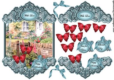 Cottage in Ornament Frame