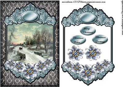 Vintage Christmas Village in Ornament Frame
