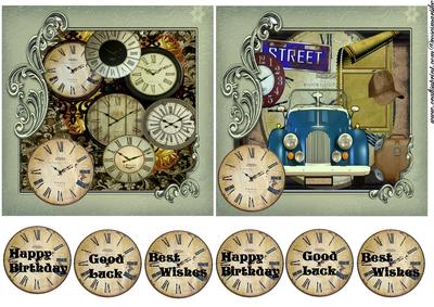 Vintage Clocks Male Cards