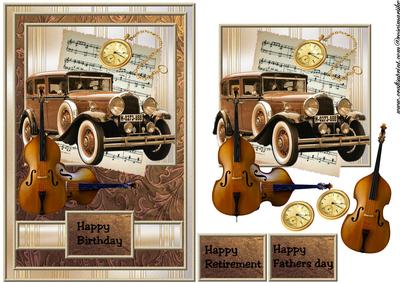 Male Card Vintage Car & Music