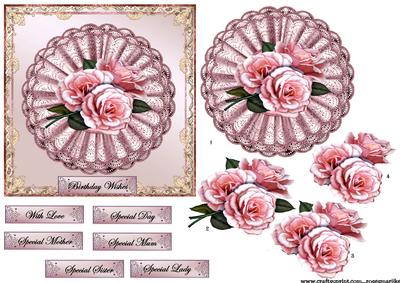Classic Vintage Roses on French Lace