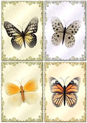 4 Vintage Butterflie Toppers