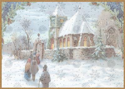 A4 Vintage Church Christmas Vellum