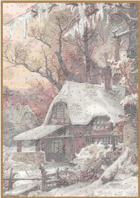 A4 Vintage Christmas Snowscene Vellum