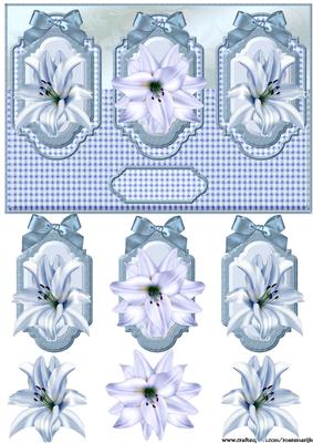 Panels Lillies in Bleu Satin