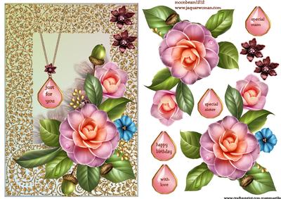 Camelia's in Golden Lace Frame