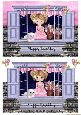 Window Birthday Girl Quick Card