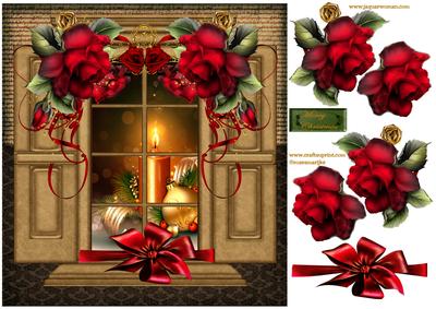 Window,christmas Winter Roses