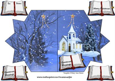 Star Card Christmas Church & Book