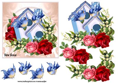 New Home Vintage Roses&birdhouse