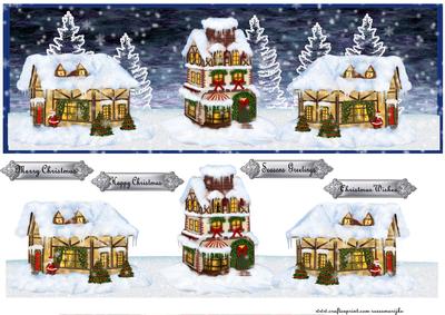 Large Dl Card Christmas Houses