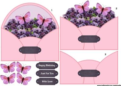 Envelop Pansys and Butterflies