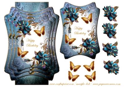Layered Card Topper Roses & Butterflies